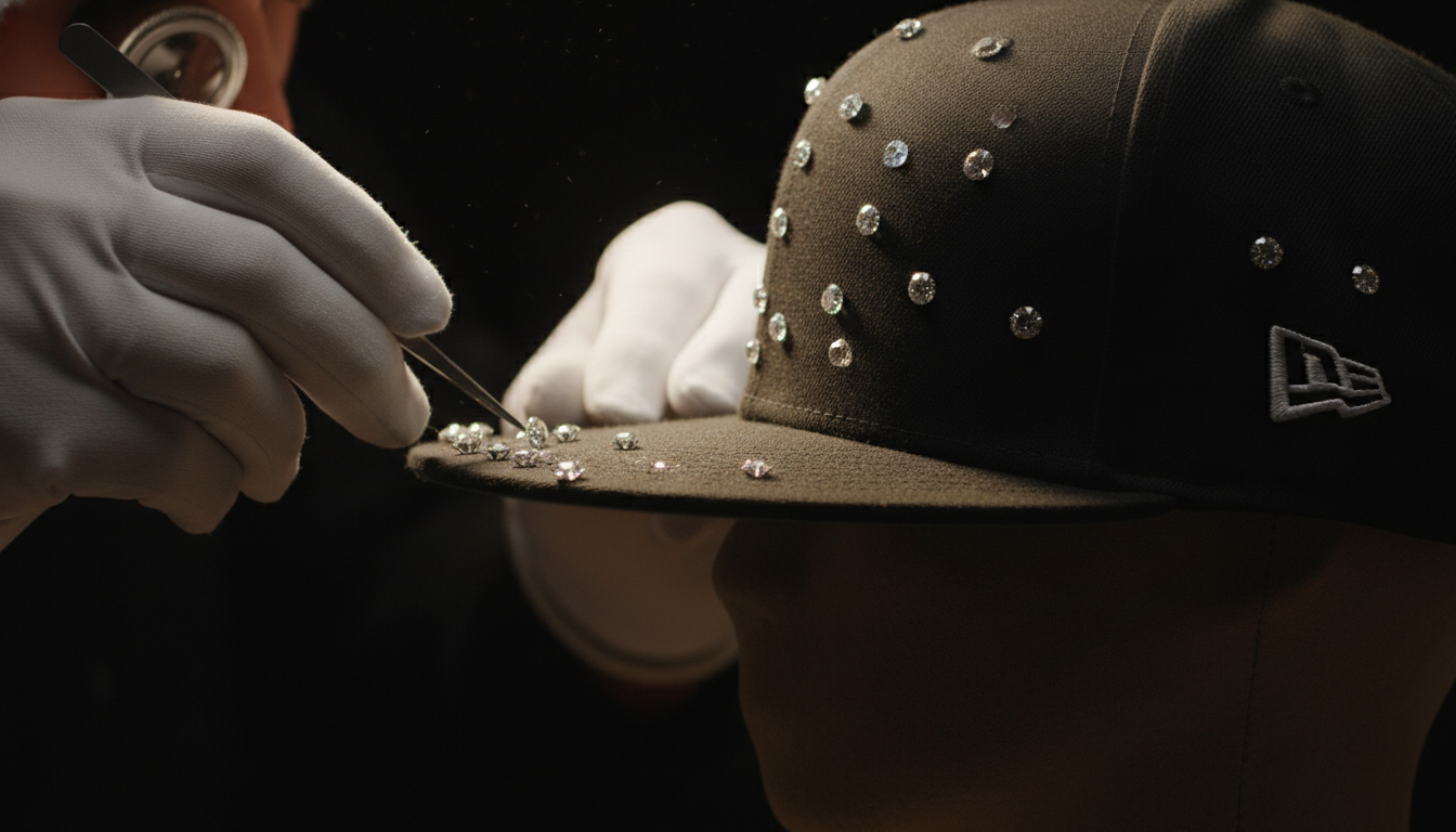 Manos artesanas engastando diamantes sobre el monograma TG